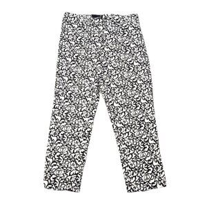 💠Laura Cropped Pants Womens Size 10 Black White Floral Slim Ankle Summer Cotton